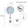 Retractable Badge Holder Reel Clip Marble Print Nurse Exhibition Card Holders Woman Doctor ID Card Chain Clips