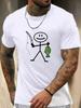 Summer Men's Round Neck Short Sleeve T-Shirt Cartoon Sketches Print Fashion Street Versatile Quick Drying Daily Mens Clothing