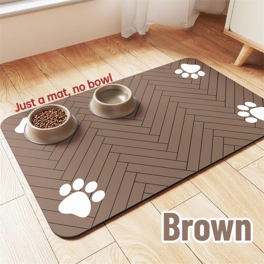 Quick Dry Pet Food Mat Absorbent Waterproof Bowl Placemat with Rubber Backing for Dog Cat Feeding Area Floor Protection