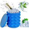 Ice Cube Tray - Ice Cube Maker - Blue Silicone - With Lid - Flexible Non-Stick