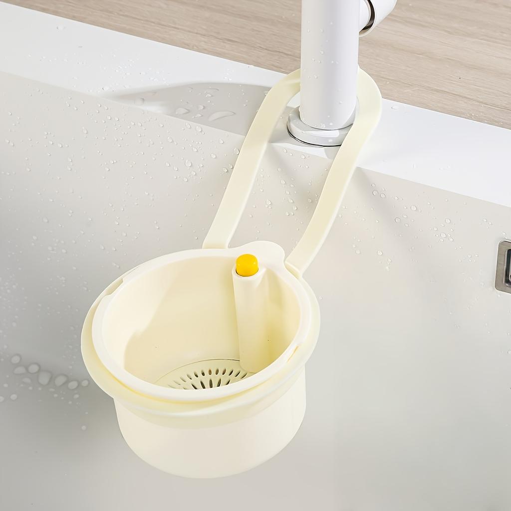 Automatic Cleaning Push Drain Basket - Food Waste Disposal Basket with Removable Bottom.