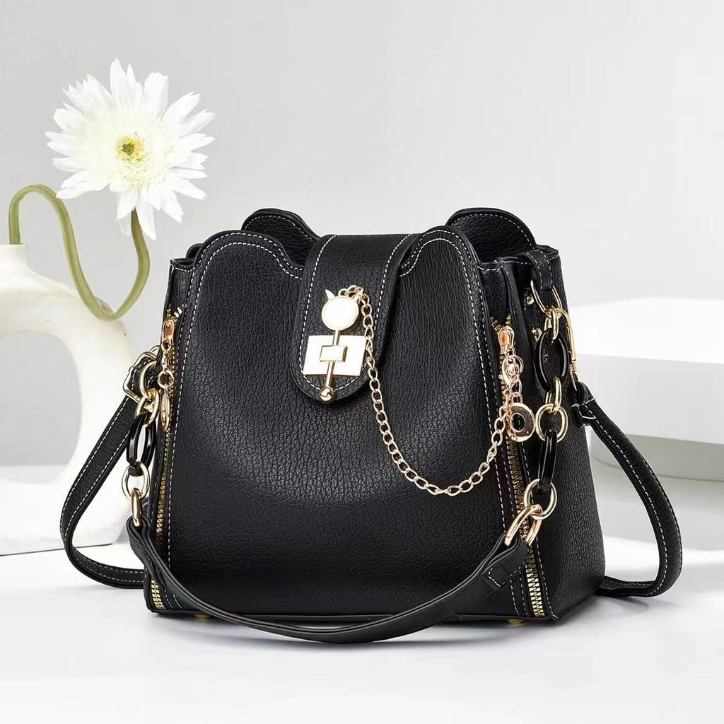 Elegant High-end Women's Pu Leather Bucket Bag Stylish Shoulder Crossbody Handbag In Versatile Colors For Daily Use
