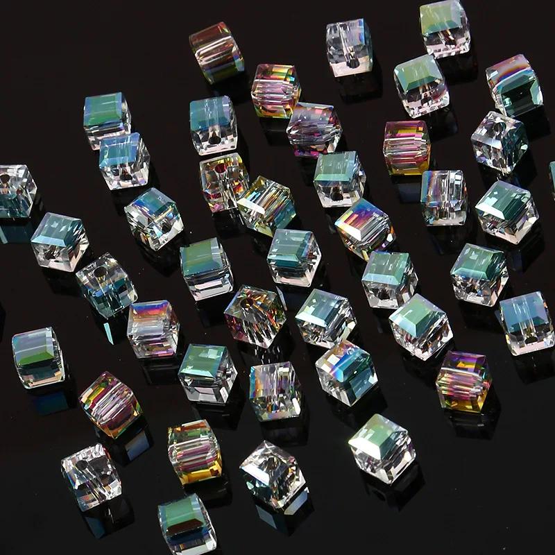 10pcs Pink Many Square 5mm Austria Crystal Beads charm Glass Crystal Beads Loose Spacer Bead for DIY Jewelry Making