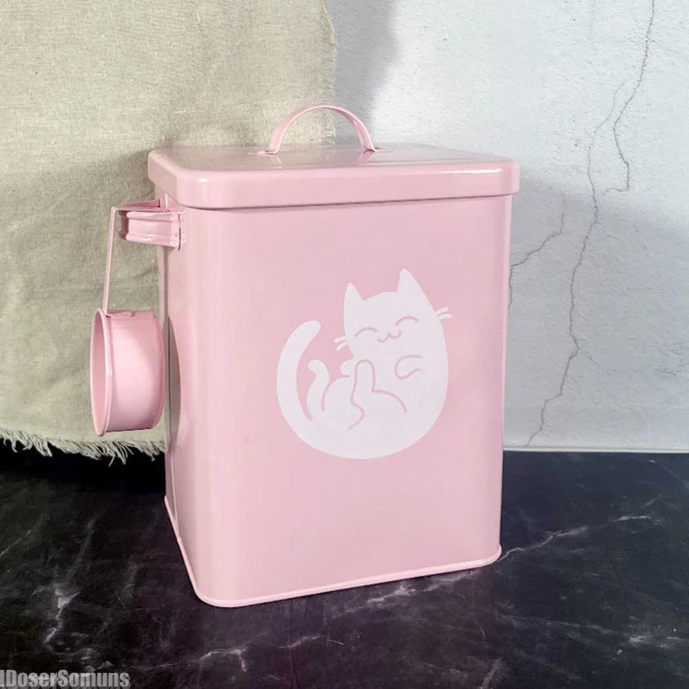 Stor kapacitet för snacksbehållare, förvaringslåda för spannmål, matförvaringslåda för katt och hund, tvättmedelstunna, hushåll med mätkopp