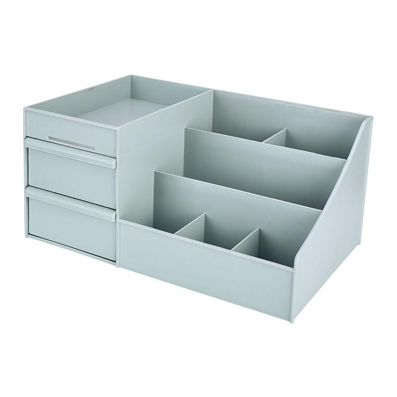 Große Desktop Kosmetik Aufbewahrungsbox Kunststoff Schubladenstil Hautpflegeprodukte Schminktisch Student Haushalt Staubdicht Aufbewahrungsregal grün