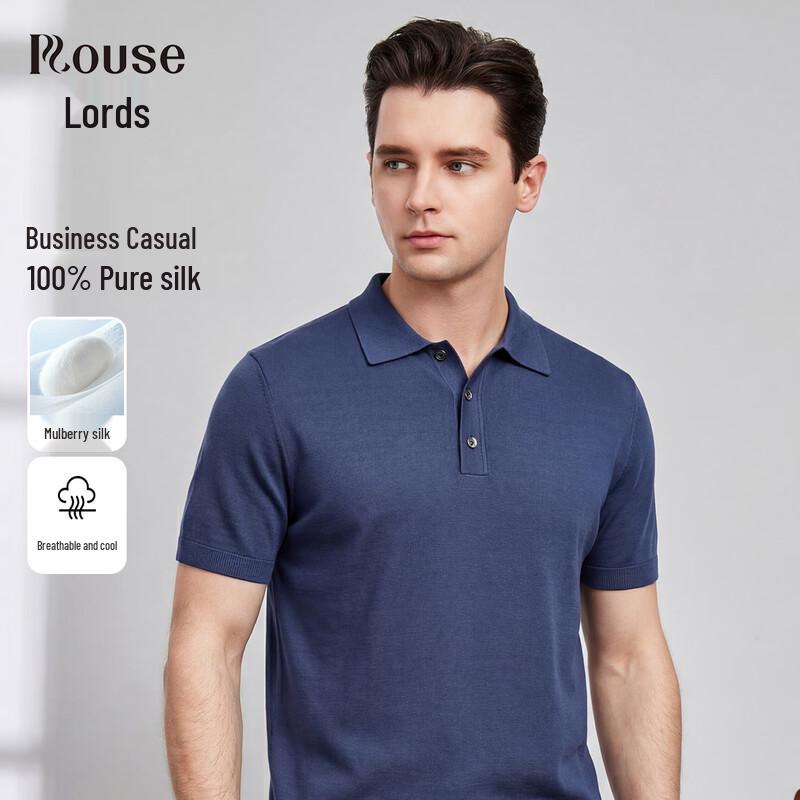 

LUOZI 100% Mulberry Silk Business Casual Polo Shirt 54