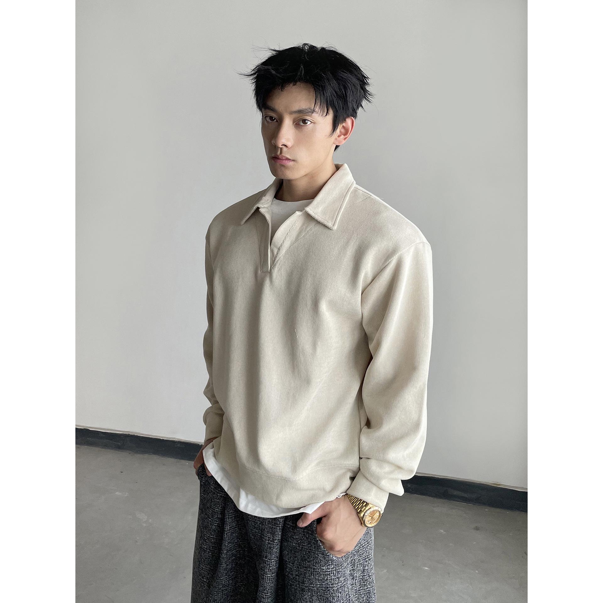 Unisex Heavyweight Polo Hoodie - Autumn Casual Pure Color Trendy Lapel Jacket XXL