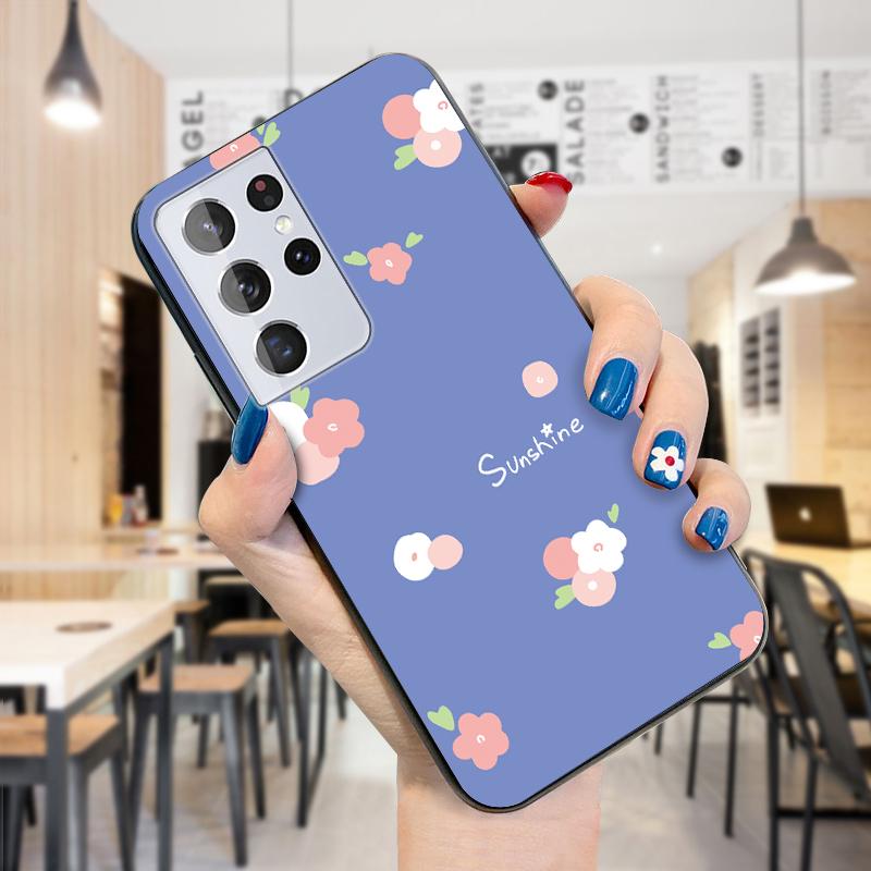 Finger Ring Lanyard Flowers Children Smiley Design Phone Case