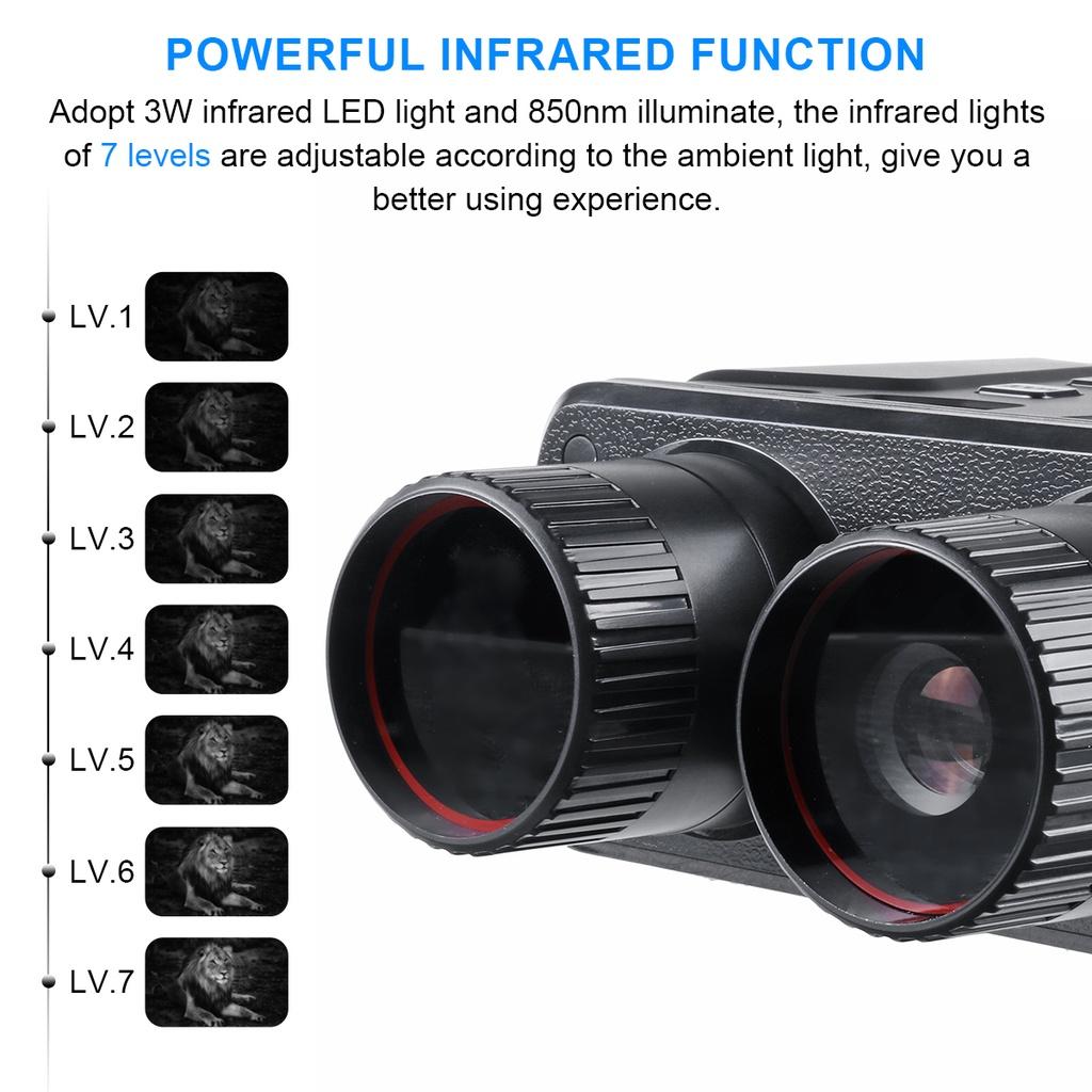 196*130*75mm 1080P binokulární digitální zařízení pro noční vidění 10megapixelový infračervený optický výkonný binokulární dalekohled 5x digitální zoom pro lov