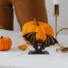 Black Matte Bat Ornament Halloween Ornament, Solid Wood Tea Candle Holder, Hollow Decor Spooky Decoration, for Desktop Electronic Candles Classroom