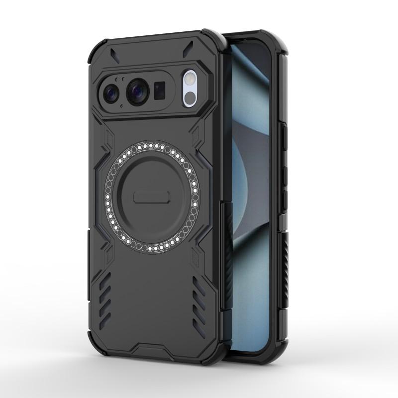 For Google Pixel 10 Pro Magnetic Case WANLONFENG DJ Series PC TPU Phone Cover with 2Pcs Tempered Glass Film