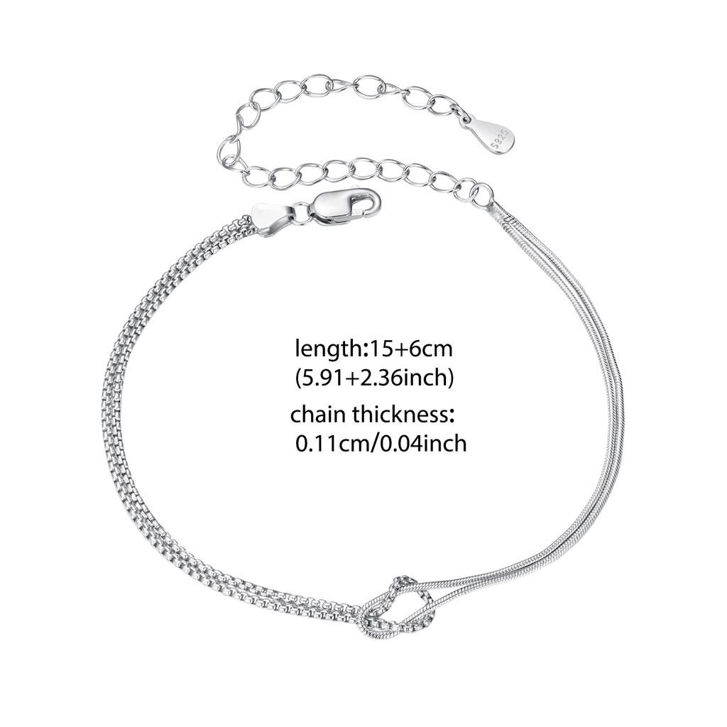 BAMOER Double Layer Crossed Bracele Snake Bones Basic Chain Bracelet 925 Sterling Silver Original for Women Girl Delicate Gift