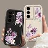 Purple Floral Print TPU Soft Phone Case For Samsung S25 Plus S24 FE S23 Ultra S22 A16 A15 A55 A56 A36 A35 A06 A05 A34 Matte Shockproof Bumper Cover