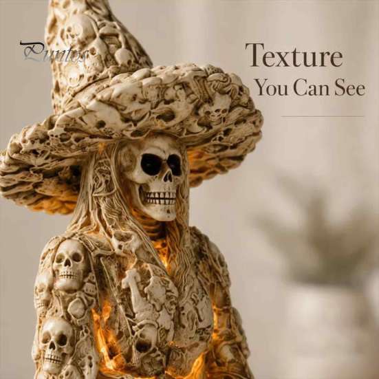Spooky Tabletop Ornament for Halloween Skull Witch Figurine, Resin Skeleton Ornament, Gothic Creative Figurine Home Creepy Statue Mantel Decoration