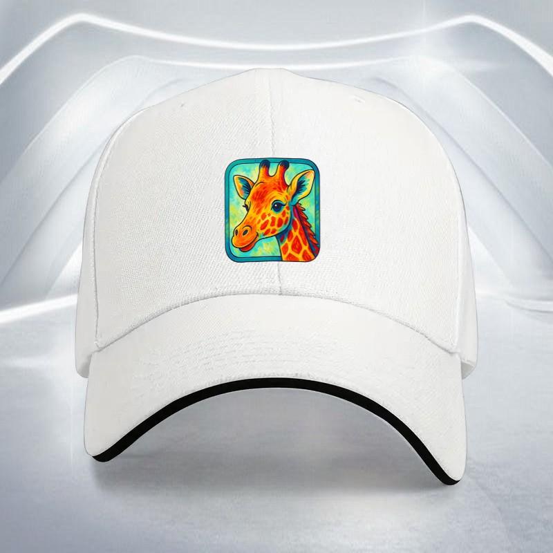 Giraffe Print Baseball Cap Polyester Adjustable Casual Style Adult Baseball Hat Outdoor Wear