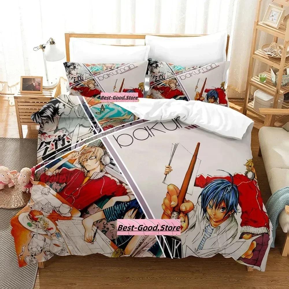Bakuman Beding Set Printed Bed Linen Set With Pilowcase Soft Duvet Cover Soft Single Double Quen Super King-Sized Dimensionsd Dimensions Adult People