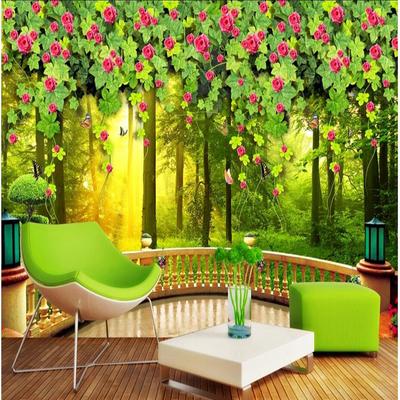 Grüne Baum-Wandbilder, Bäume, Ranken, Blumen, schöne 3D-Tapete, luxuriöses Wohnzimmer, Schlafzimmer, Kinderzimmer, dekorative Wandgemälde