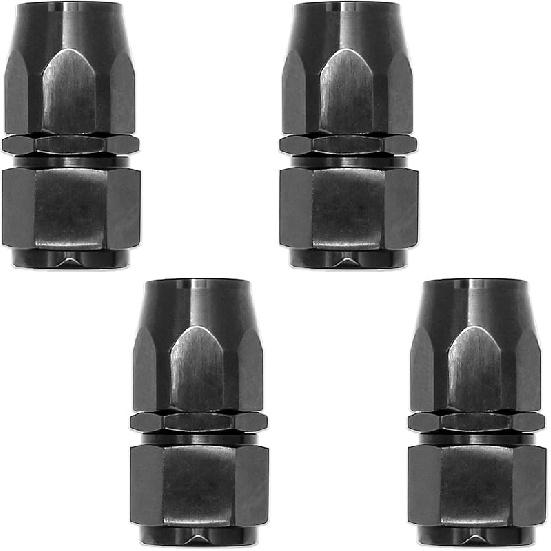 6AN Straight End Fitting 4 Pcs For Braided Fuel Oil Gas Line Hose End 6 AN Fittings Aluminum Black