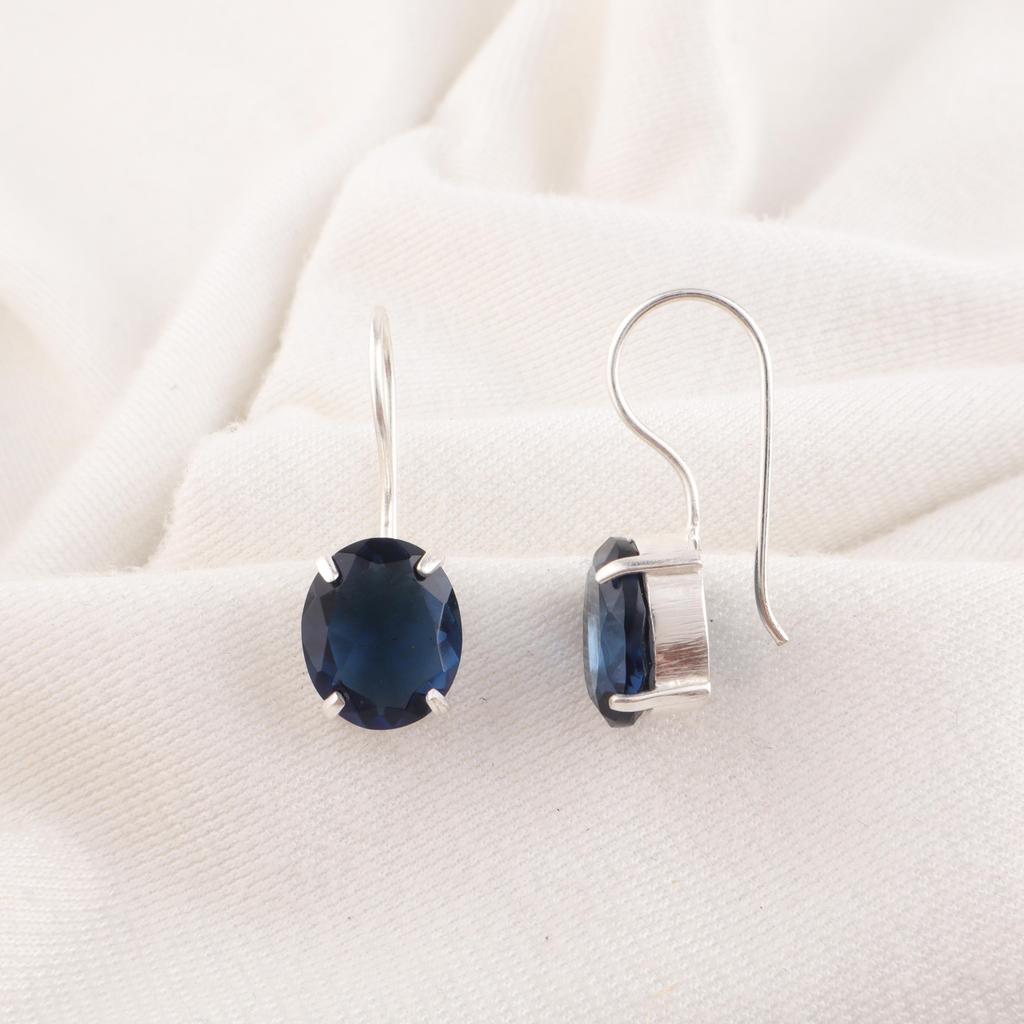 London Blue Topaz 925 Solid Sterling Silver Earrings, Handmade Gemstone Earrings Jewelry, Gifts For Wife Brand New Earrings