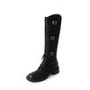 Long Boots Women'S Catwalk Knight Boots Autumn Square Head Thick Heel High Tube Retro Belt Buckle Lace-Up Boots