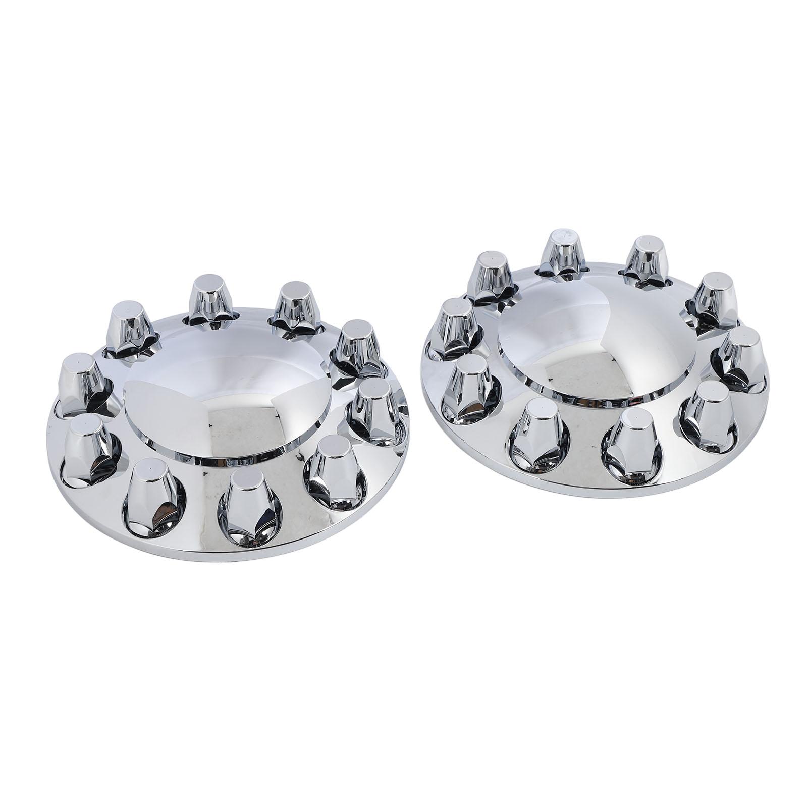 

Пара хромированных комплектов крышек передней оси, глянцевые колпаки ступиц колес с крышками колесных гаек 33 мм для грузовиков, прицепов, транспортных средств