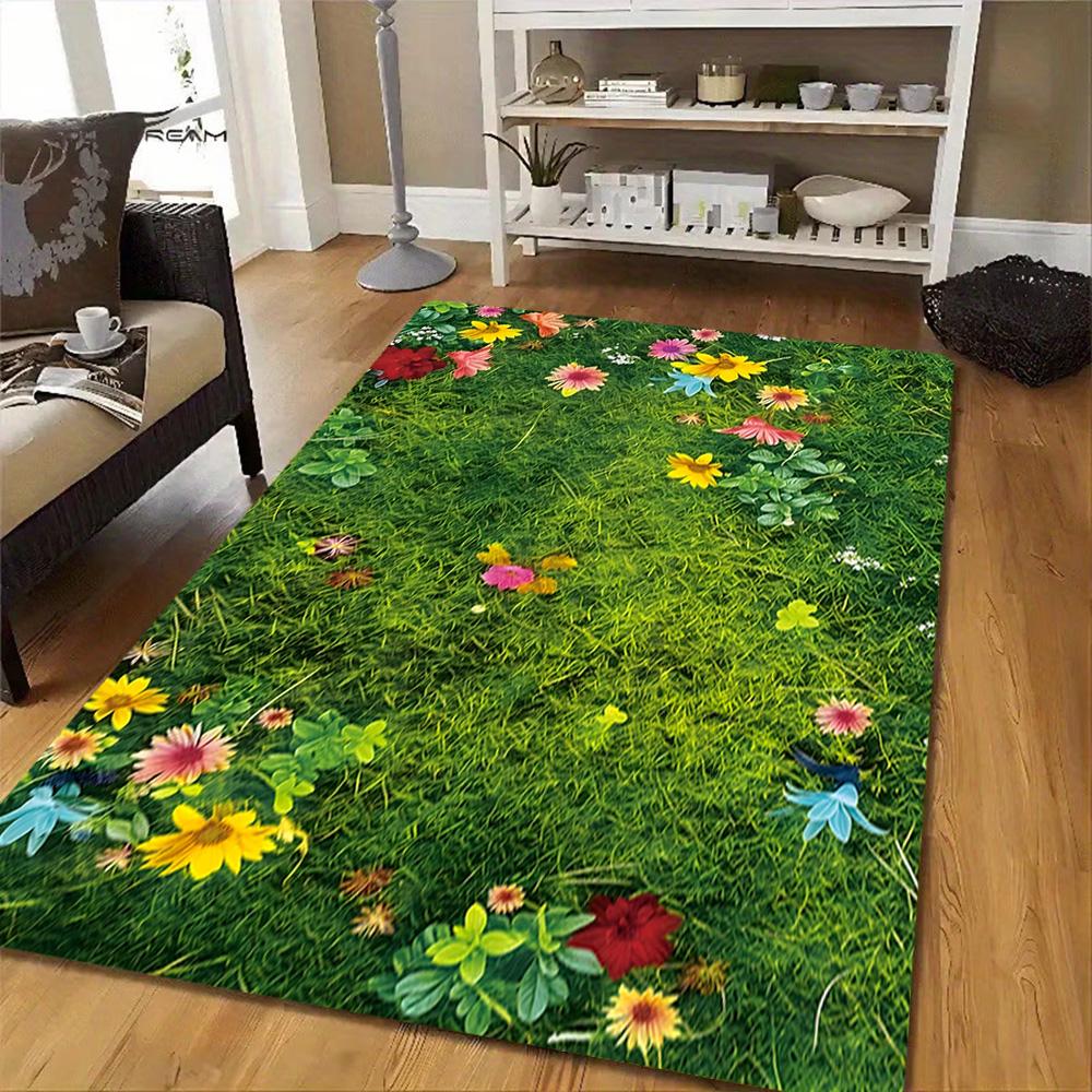 Vintage Floral Wall Mural Decoration,Carpet,Living Room,Bedroom, Non-slip,Square rug