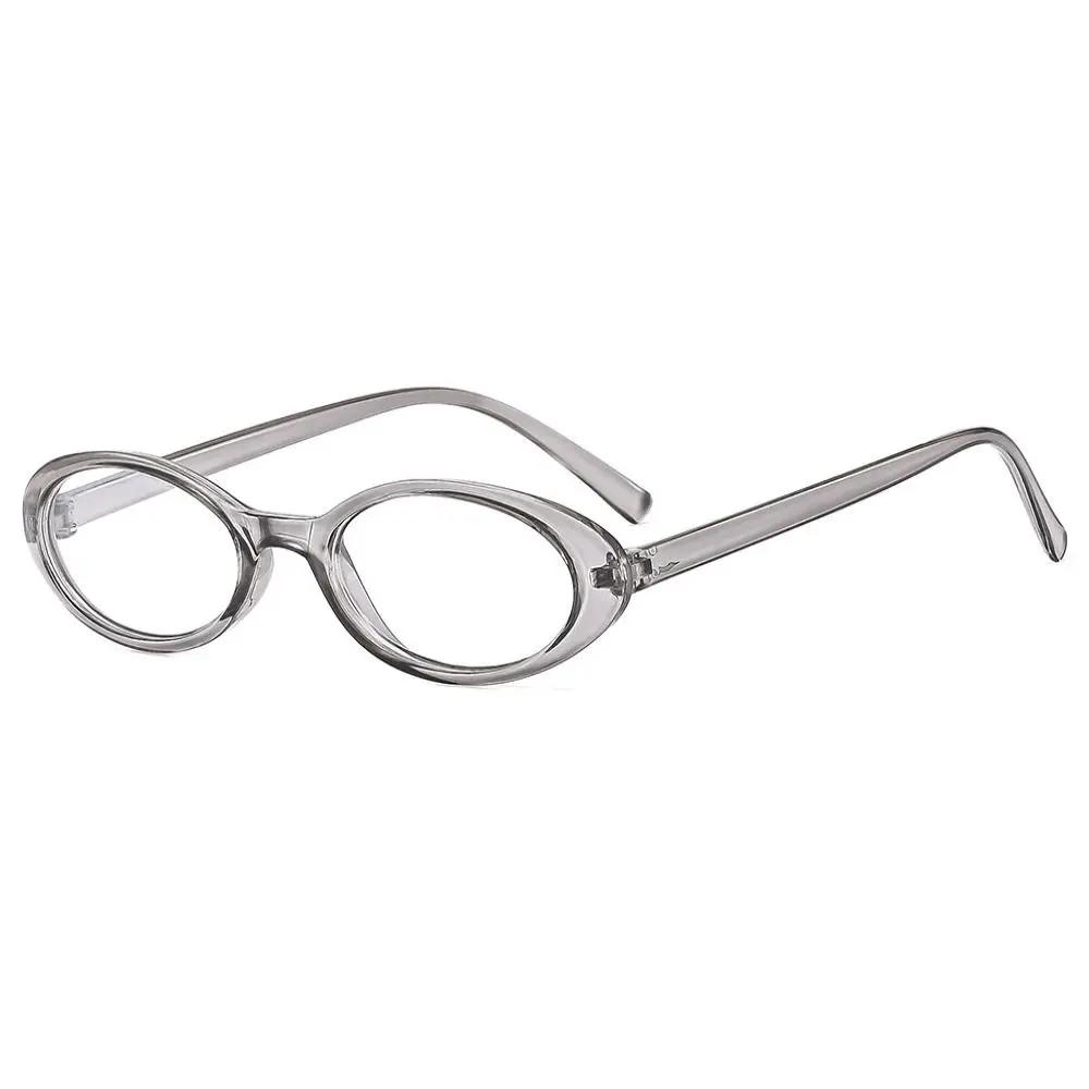 

New Y2K Oval Frame Anti-Blue Light Glasses Girls Fashion Retro Cat Eye Narrow Spectacles Small Plain Computer Reading Goggles серый