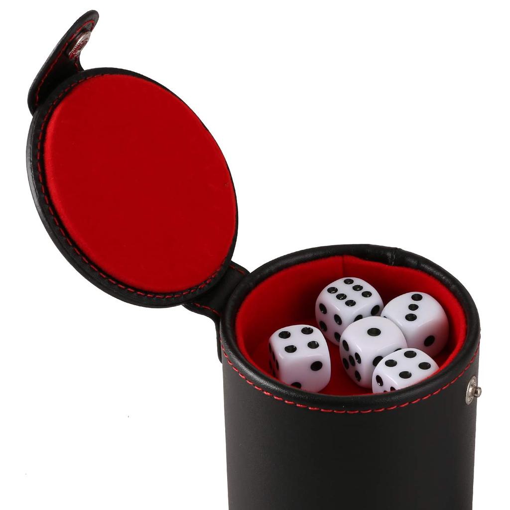 GWHOLE Dice Cup Dice Stackable PU Leather Double 10 Dice Set, Dice, Material, Layer, (Black)