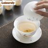 135ml butikový nefritový porcelán Gaiwan, ručně malovaná květinová a ptačí čajová mísa, kryt na čajový konvici, miska, kavárny, dárky