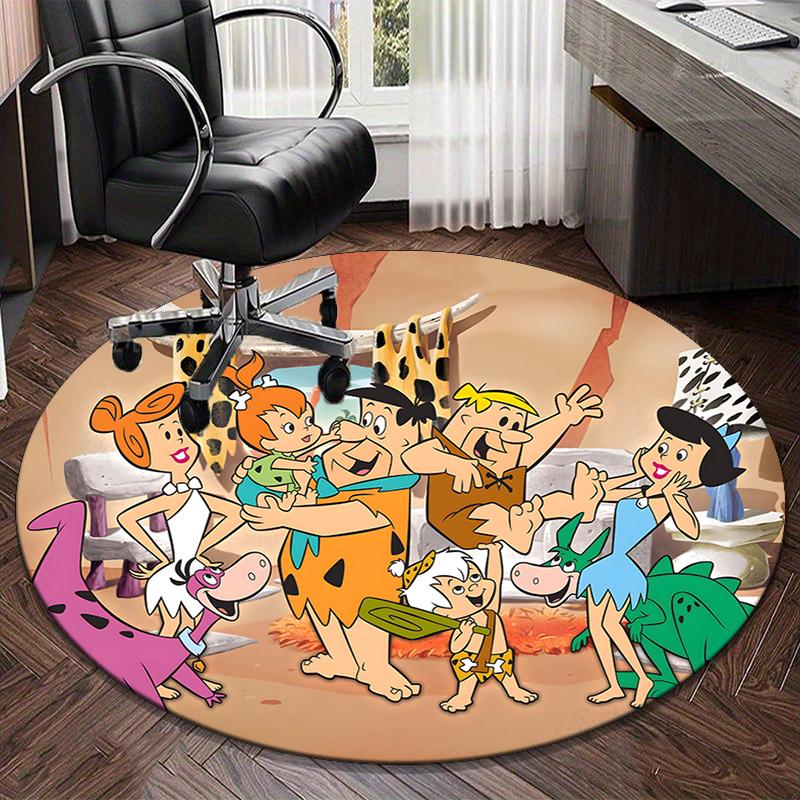 The Flint-stones Family round carpet Chair cushion Round Entryway Rug, Soft Round Rugs for Living Room, Bedroom, Circle Carpet decor gifts