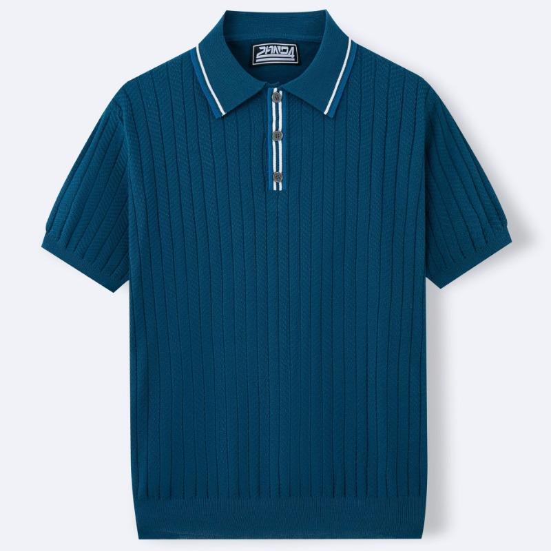 Polo de punto para hombre con ribete de contraste y manga corta