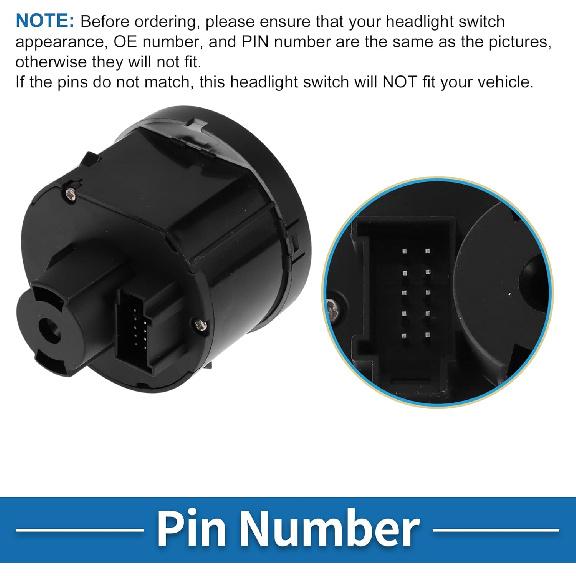 Headlight Switch for VW Touran 2003-2010 for VW Passat B6 2005-2011 Headlamp Dimmer Control Switch Replacement No.5ND941431B/5ND941431BXSH 1 Pcs