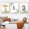 Forest Baby Personalized Name Green Canvas Painting Cartoon Animals Poster Children's Bedroom Wall Art Print Picture Room Decor