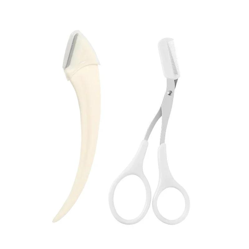 1/2/3Pcs Eyebrow Trimming Knife Eyebrow Face Razor For Women Eyebrow Scissors With Comb Brow Trimmer Scraper Easy To Use