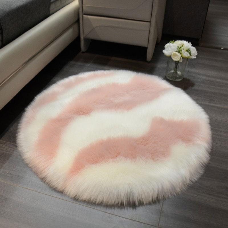Soft Fluffy Faux Fur Rug Washable Living Room Bedside Shaggy Fur Rugs Plush Small Round Carpets Bedroom Floor Mats