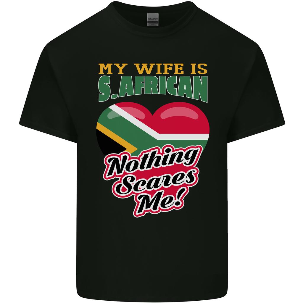 Meine Frau ist Südafrikanerin Nichts macht mir Angst Afrika Unisex Leichtes Baumwoll-T-Shirt