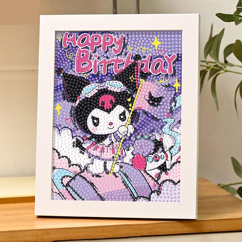 Kuromi Cartoon Diamond Painting Kit: Peace & Joy DIY Gift for Students and Kids.