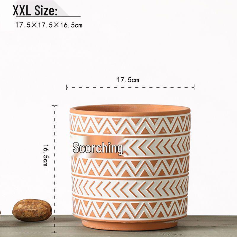 Red Clay Breathable Minimalist Terracotta Flower Pot with Feet for Succulents and Pothos - Round Design, Free Shipping