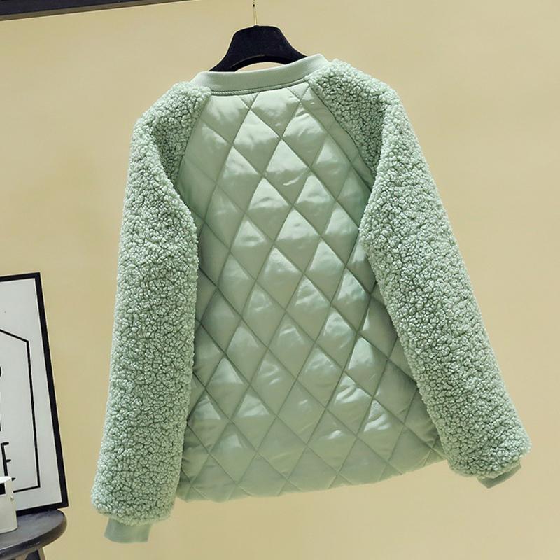 Coat Women's Short Loose Lambswool Down Stand Collar Fashion Jacket