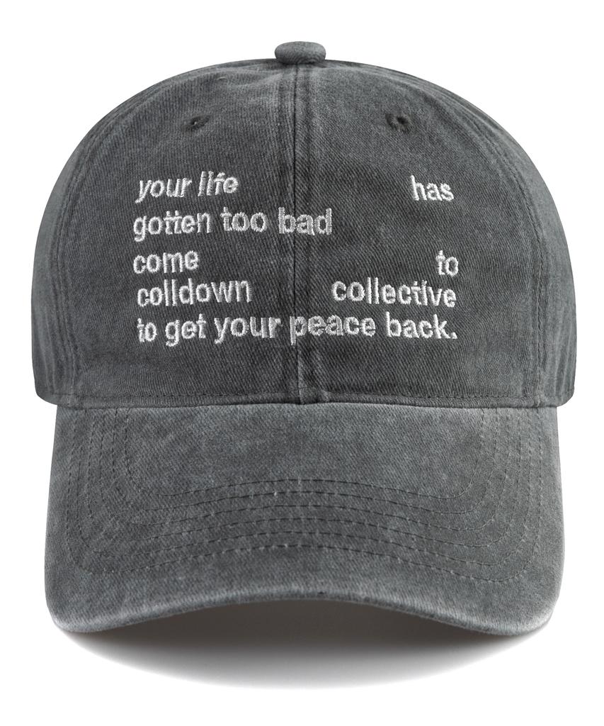 Bichiseuaenkeulim Your Life Stone-Washed Ball Cap-Gray