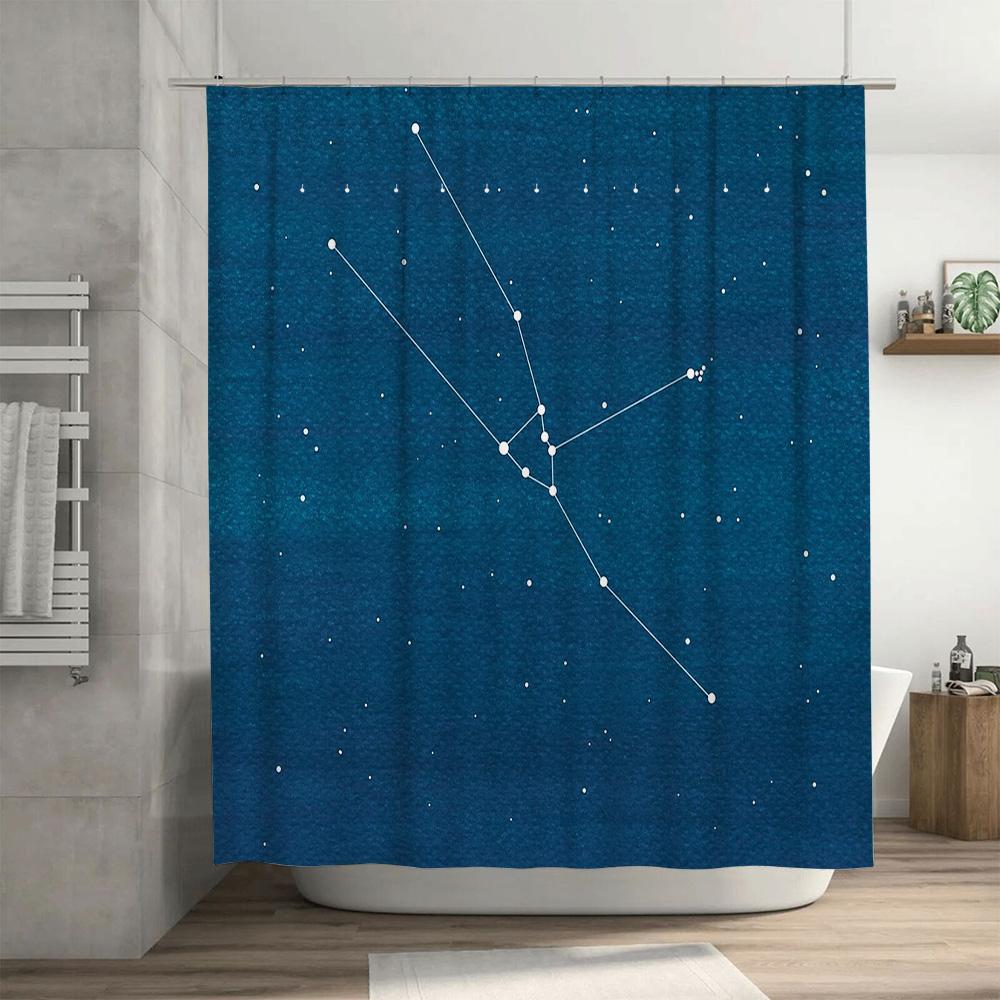 Blue Galaxy Shower Curtain Starry Space Universe Cosmos Pattern Bathroom Decor Waterproof Backdrop