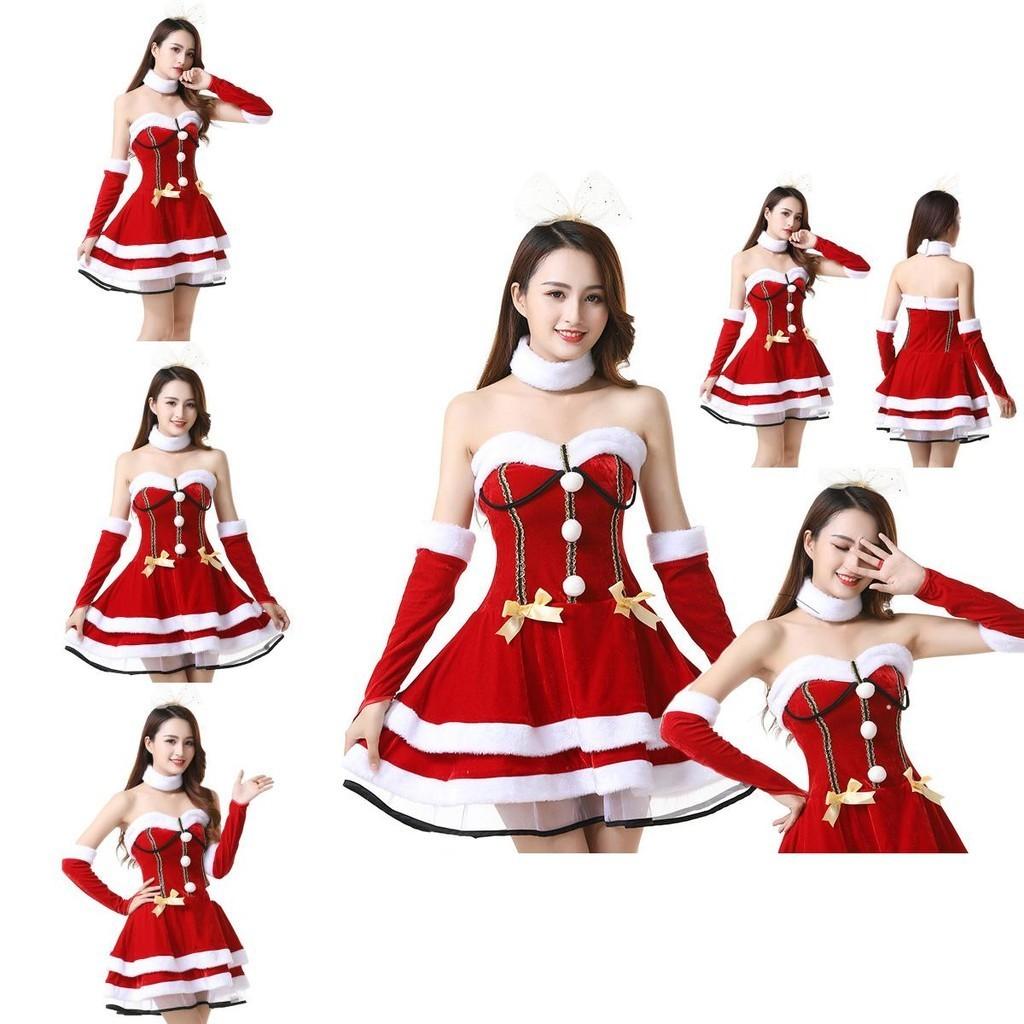Christmas Santa Claus Costume Dress Backless And Strapless
