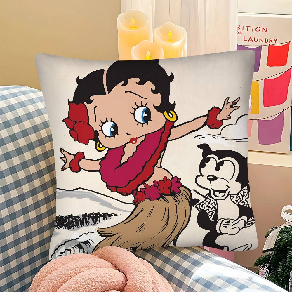 Popüler Güzel Çizgi Film B-Betty B-boop Yastık Kılıfı Kare Yastık Yatak Odası Kanepe Boş Zaman Konfor Minderi Araba Ev Dekorasyonu