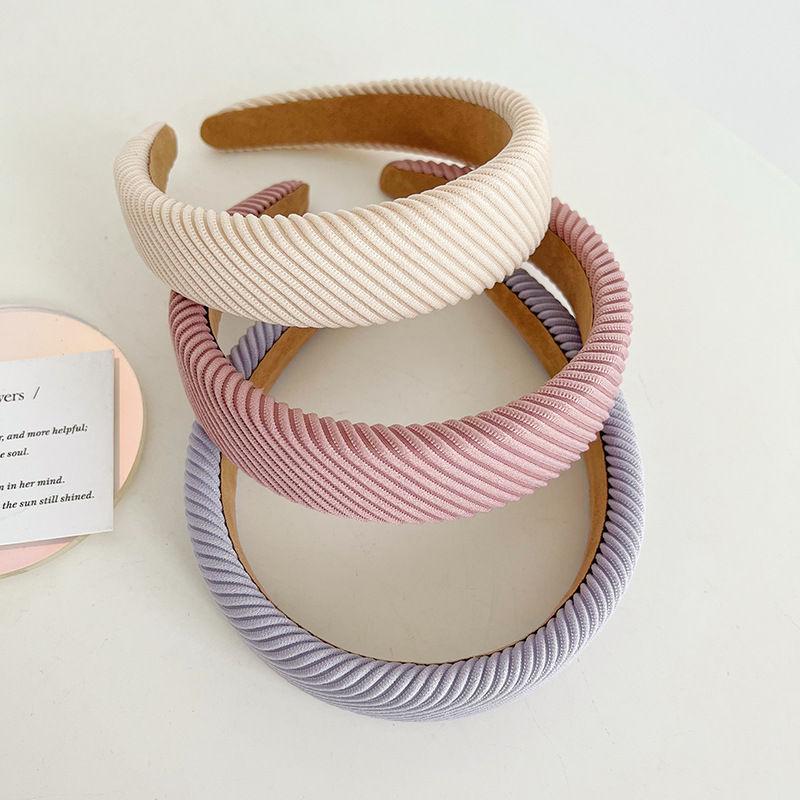 Retro Hair Band Headdress Hairpin Knitted Hair Tie Sponge Headband Solid Color