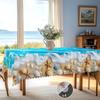 1 Piece Of Summer Ocean Theme Printed Tablecloth, Ocean, Beach, Shell, Starfish Pattern Design, Suitable For Spring And Summer Holiday Parties, Campin