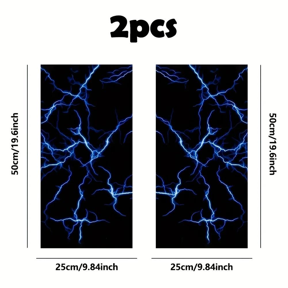 

2-Piece Set - Waterproof Sunscreen Car B-Pillar Sticker --- Durable Vinyl Material D Blue Lightning Pattern 2pcs