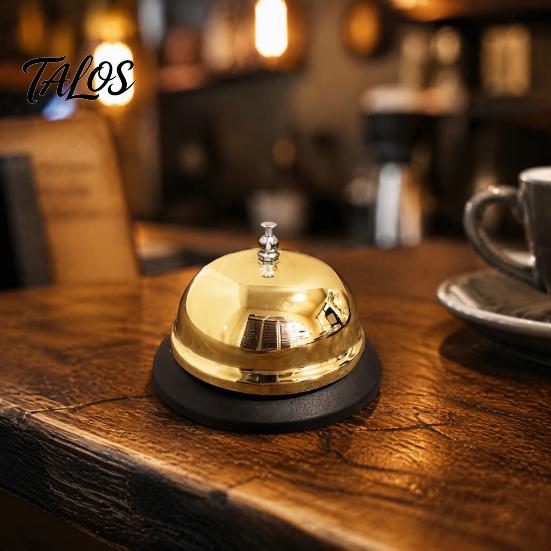 Desktop Reception Bell Stainless Steel Service Bell, Kitchen Call with Non Slip Base Restaurant Order for Restaurant, Loud Durable Metal Ding