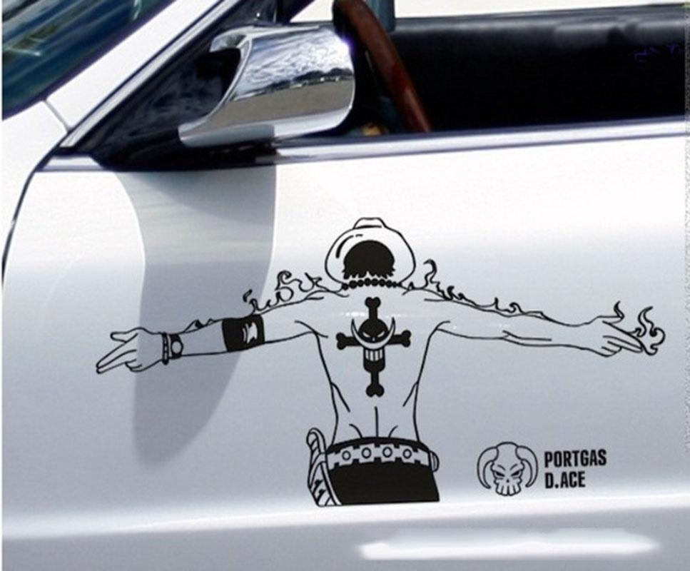 Premium Quality One Piece Portgas D Ace Car Body Sticker Reflective Design For Classic Appeal