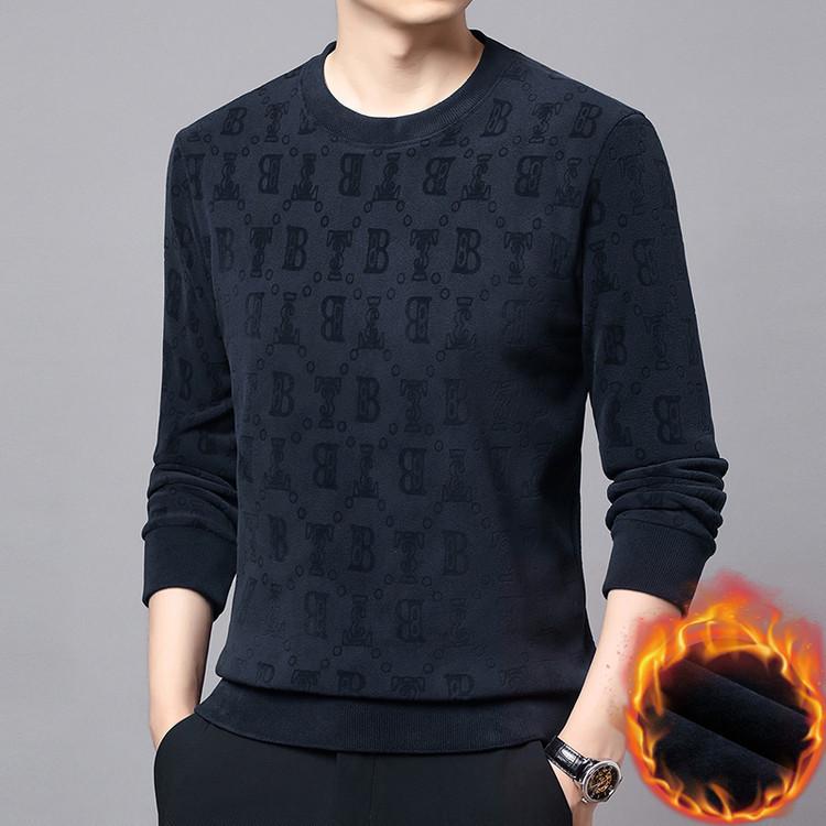 Men's Thick Warm Fleece Hoodie for All Ages, Stretchy Plain Jacquard Lining, Round Neck Australian Fleece Top