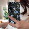 Blaubeere Schleifen Blumenmuster Hülle Für Xiaomi 14T 13T 11T Pro Funda Redmi Note 14 13 12 11 Pro 5G 4G Lederstruktur Silikonhülle